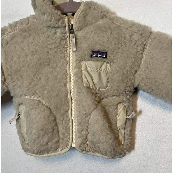 PATAGONIA 100% RECYCLED POLYESTER BABY HOOD ZIP POCKETS FLEECE JACKET SZ 6-12 M - Picture 4 of 9